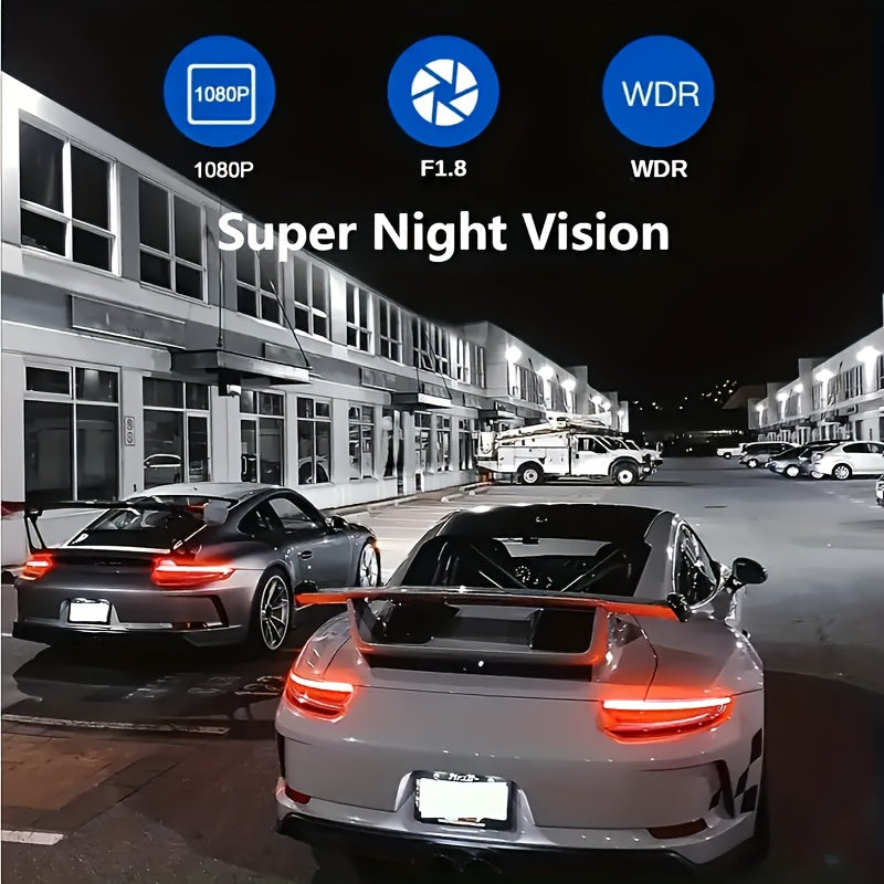 Cámara DVR para automóvil de 3 lentes, cámara de tablero HD 1080P, grabadora de video para monitoreo de estacionamiento interior con visión nocturna IR, grabación en bucle. Tarjeta SD de 32GB y lente opcional.