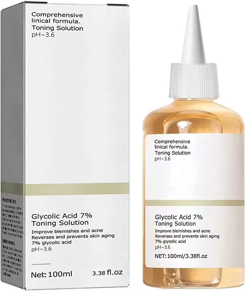 100 ml de ácido glicólico 7% solución tonificante para eliminar el acné y hidratar la loción rejuvenecedora de la piel