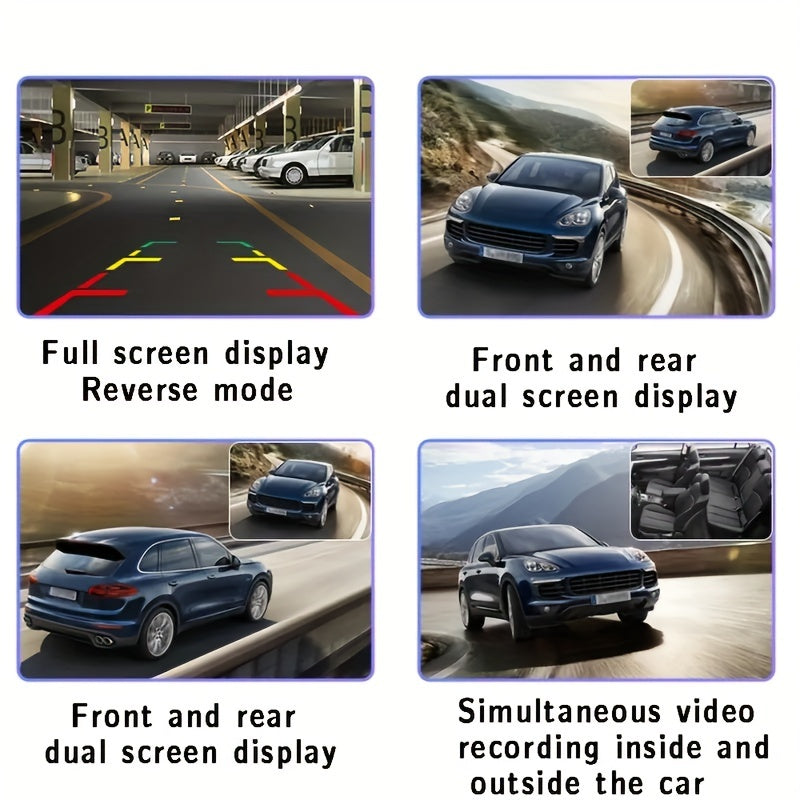 Cámara DVR para automóvil de 3 lentes, cámara de tablero HD 1080P, grabadora de video para monitoreo de estacionamiento interior con visión nocturna IR, grabación en bucle. Tarjeta SD de 32GB y lente opcional.