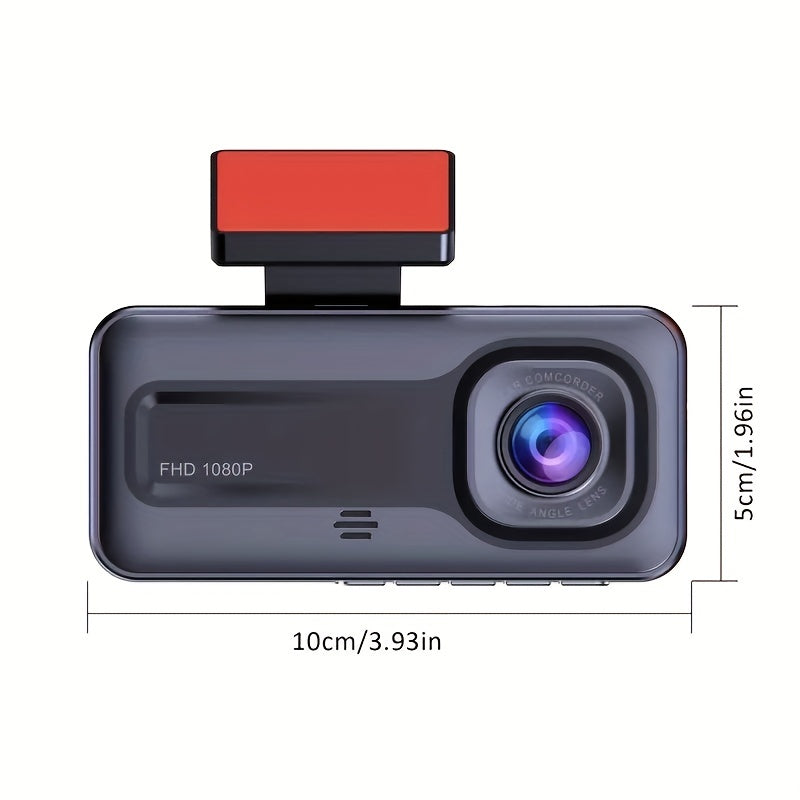 Cámara DVR para automóvil de 3 lentes, cámara de tablero HD 1080P, grabadora de video para monitoreo de estacionamiento interior con visión nocturna IR, grabación en bucle. Tarjeta SD de 32GB y lente opcional.