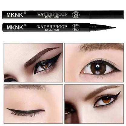 1/2 PCS Lápiz Delineador de ojos negro de secado rápido - 24H duradero suave mate impermeable antimanchas delineador de ojos líquido maquillaje para ojos