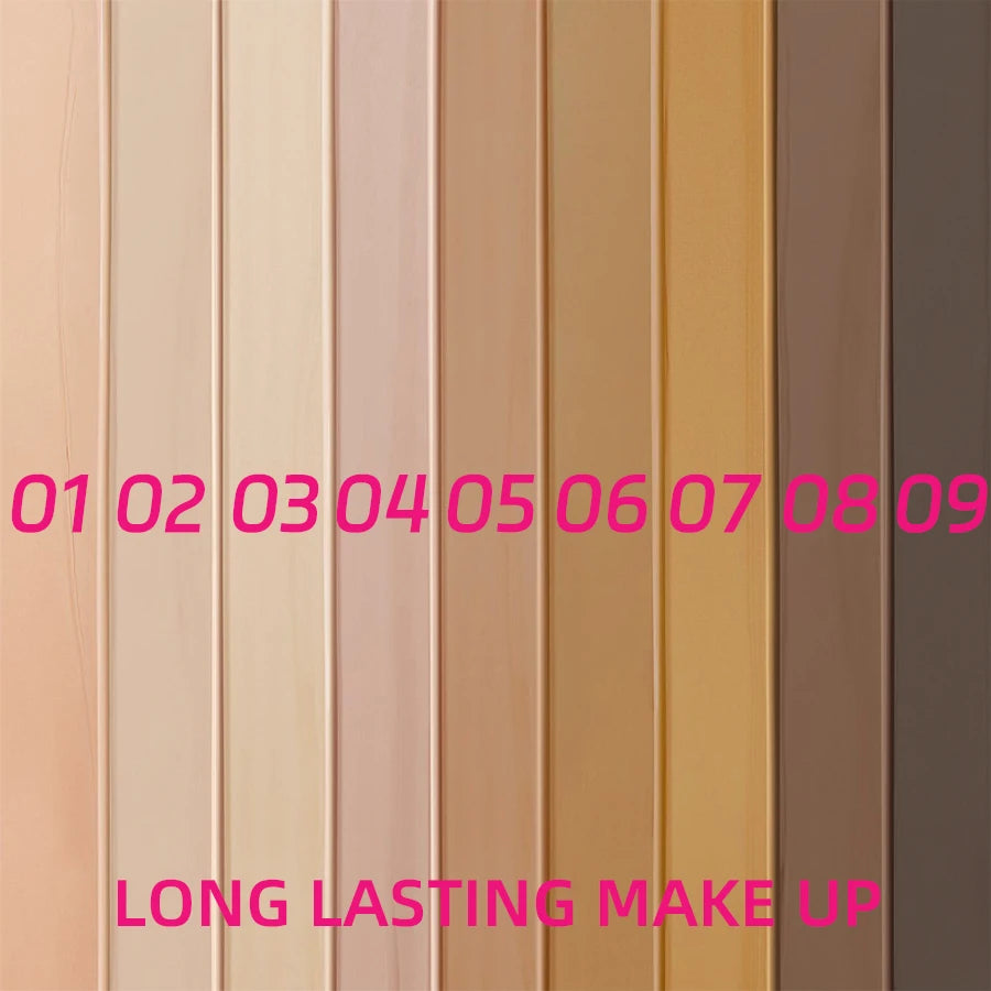 Base líquida correctora de cobertura completa de 9 tonos, Base de maquillaje de alta cobertura, cojín de maquillaje, crema Base Natural mate