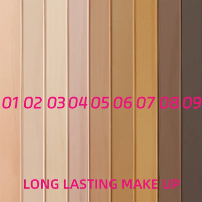Base líquida correctora de cobertura completa de 9 tonos, Base de maquillaje de alta cobertura, cojín de maquillaje, crema Base Natural mate