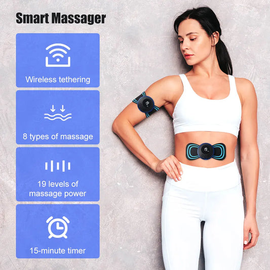 Masajeador de cuello de pulso EMS, pegatina Tens, Masajeador Cervical, parche de Masajeador de espalda, Estimulador muscular, almohadillas de Gel para aliviar el dolor, camilla