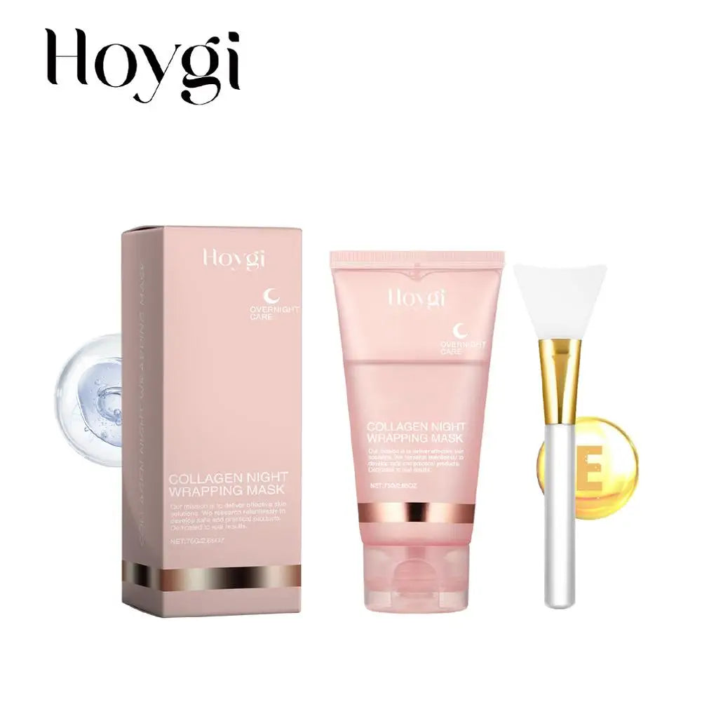 Mascarilla facial exfoliante para envolver la noche de colágeno, mascarilla de envoltura nocturna de colágeno coreano hidrata profundamente la crema de mascarilla para el cuidado de la noche 75ml