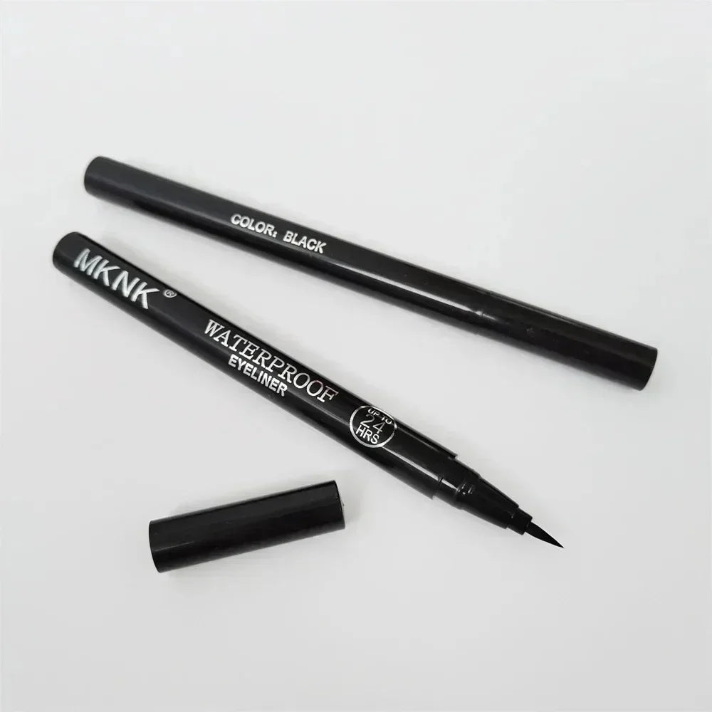 1/2 PCS Lápiz Delineador de ojos negro de secado rápido - 24H duradero suave mate impermeable antimanchas delineador de ojos líquido maquillaje para ojos