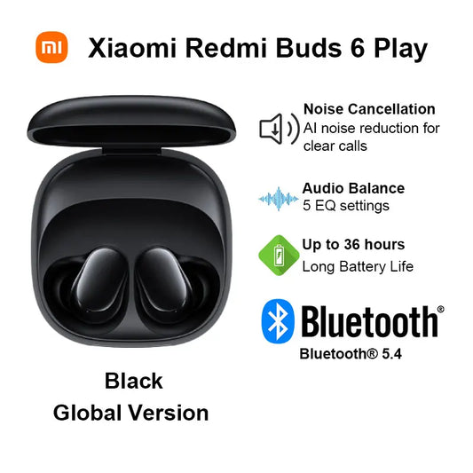 Xiaomi-auriculares inalámbricos Redmi Buds 6 Play, cascos con Bluetooth, reducción de ruido IA, BT5.4, Control táctil, 5 modos EQ, novedad