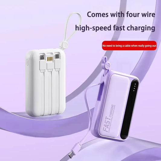 Xiaomi-Banco de energía portátil de gran capacidad, 50000mAh, carga rápida, con batería integrada de 4 Cables para IPhone y Samsung
