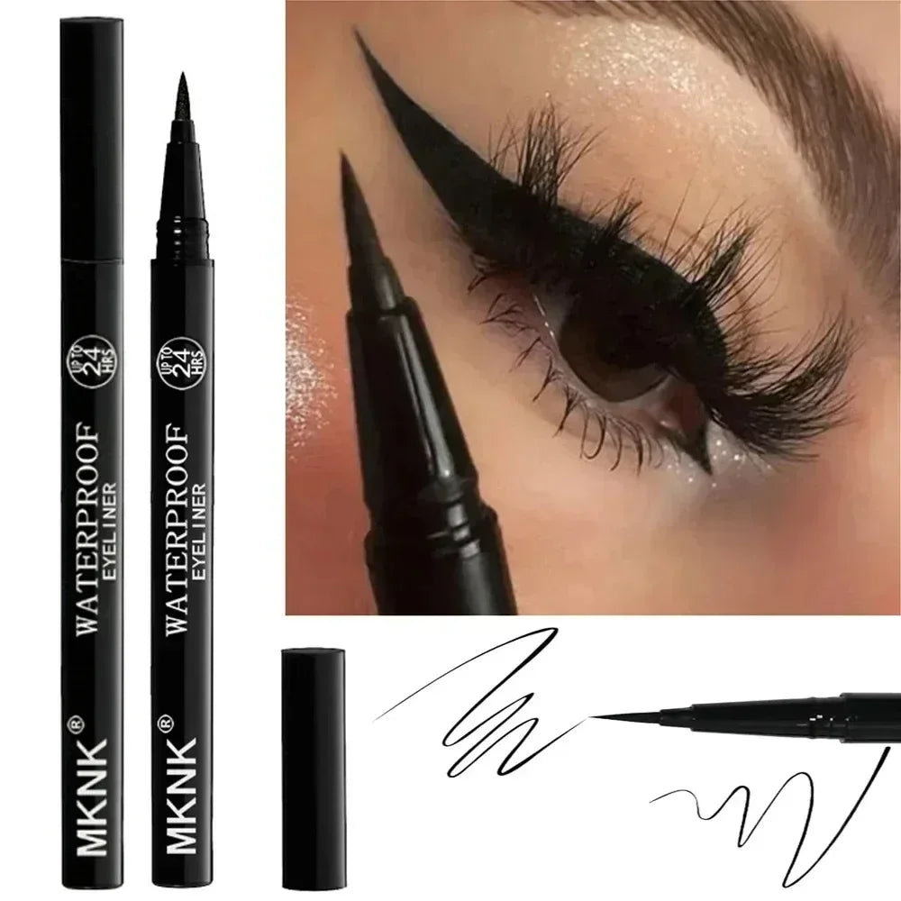 1/2 PCS Lápiz Delineador de ojos negro de secado rápido - 24H duradero suave mate impermeable antimanchas delineador de ojos líquido maquillaje para ojos