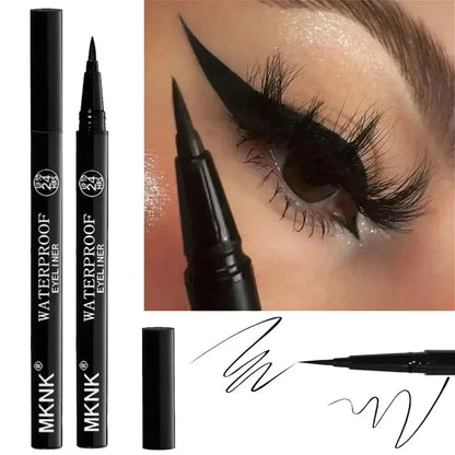 1/2 PCS Lápiz Delineador de ojos negro de secado rápido - 24H duradero suave mate impermeable antimanchas delineador de ojos líquido maquillaje para ojos