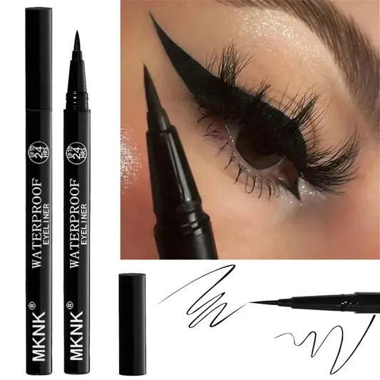 1/2 PCS Lápiz Delineador de ojos negro de secado rápido - 24H duradero suave mate impermeable antimanchas delineador de ojos líquido maquillaje para ojos