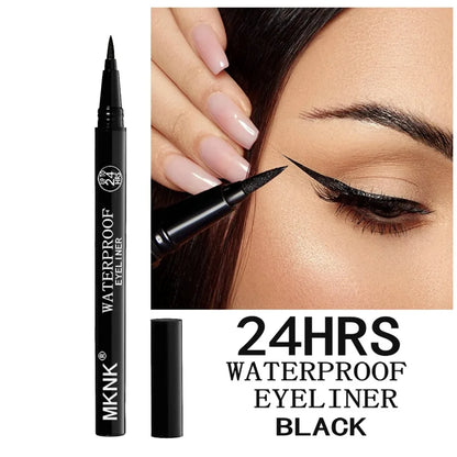 1/2 PCS Lápiz Delineador de ojos negro de secado rápido - 24H duradero suave mate impermeable antimanchas delineador de ojos líquido maquillaje para ojos