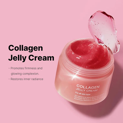 Crema de gelatina de colágeno que brilla y levantada de 24 horas, niacinamida y colágeno hidrolizado, fortalece la barrera de la piel e hidrata la piel