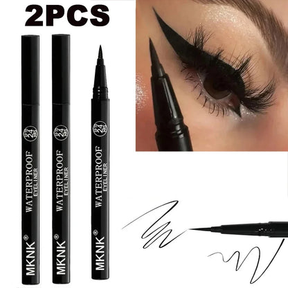 1/2 PCS Lápiz Delineador de ojos negro de secado rápido - 24H duradero suave mate impermeable antimanchas delineador de ojos líquido maquillaje para ojos