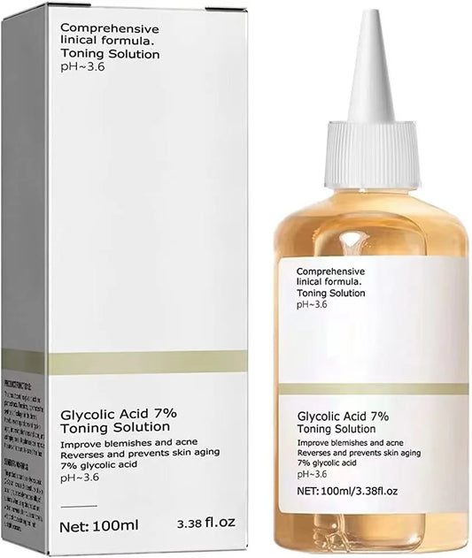 100 ml de ácido glicólico 7% solución tonificante para eliminar el acné y hidratar la loción rejuvenecedora de la piel